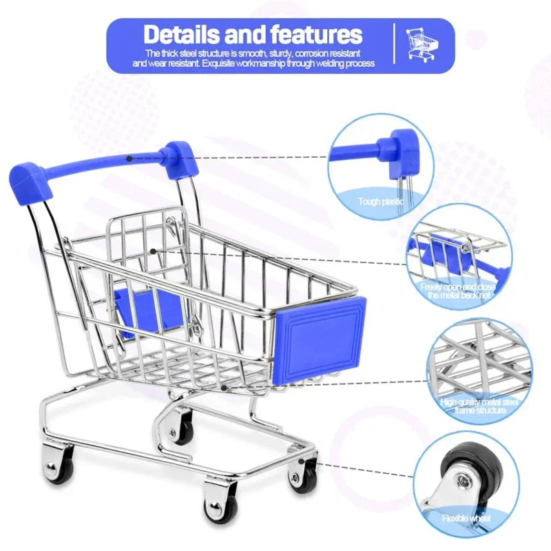 New Mini Shopping Carts Creative Handcart Kids Craft Toy Utility Cart Crafts Display Storage Toys Holder Gifts For Children