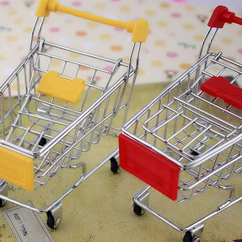 New Mini Shopping Carts Creative Handcart Kids Craft Toy Utility Cart Crafts Display Storage Toys Holder Gifts For Children