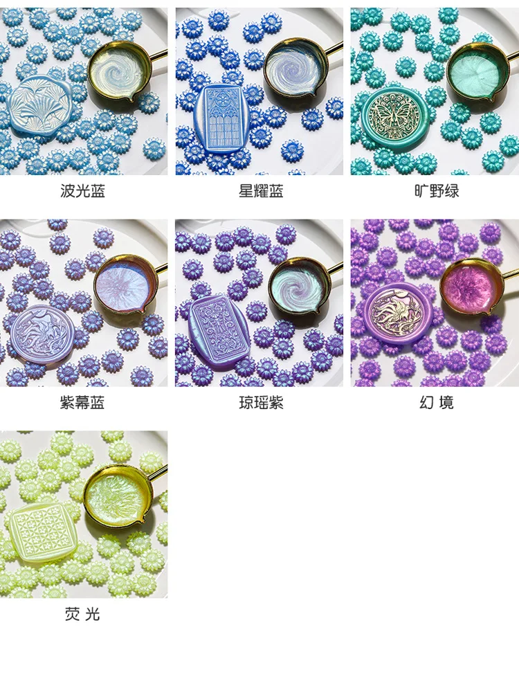 100pcs Sunflower Sealing Wax Aurora Color Wax Beads DIY Envelope Letter Wedding Invitation Scrapbooking Flashing Sealing Stamp