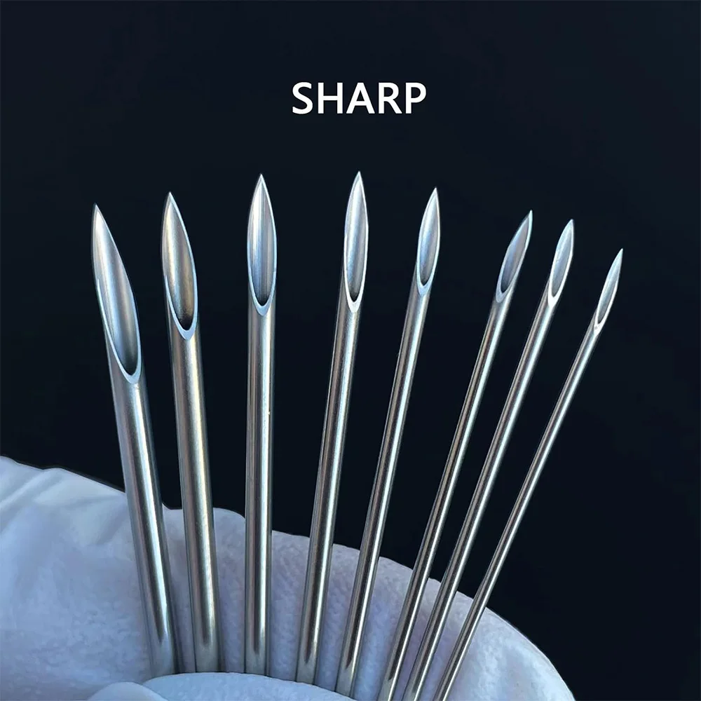 Blue Genie 10/100pcs Body Piercing Needles 14G 16G 18G Stainless Steel Disposable Ear Nose Navel Nipple Lip Piercing Needle