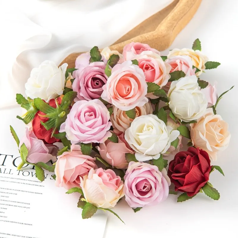 100 Pieces Of Artificial Flower DIY Candy Box Home Decoration Valentine Wreath Wedding Party Garden Rose Arch Wreath Silk Fake