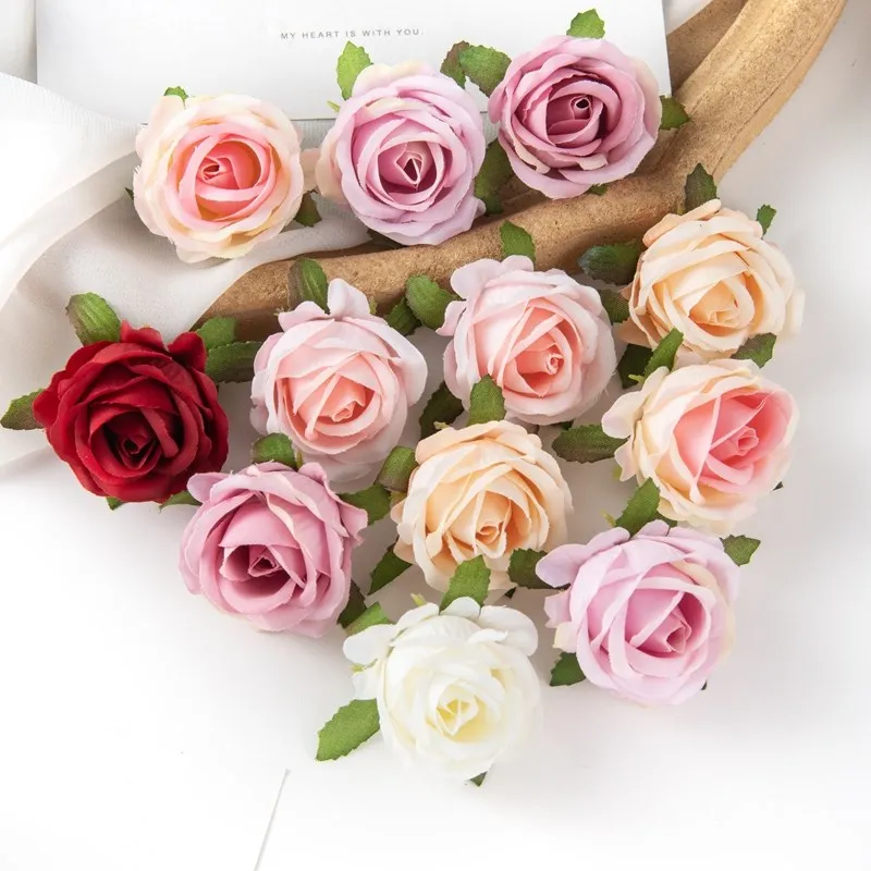 100 Pieces Of Artificial Flower DIY Candy Box Home Decoration Valentine Wreath Wedding Party Garden Rose Arch Wreath Silk Fake