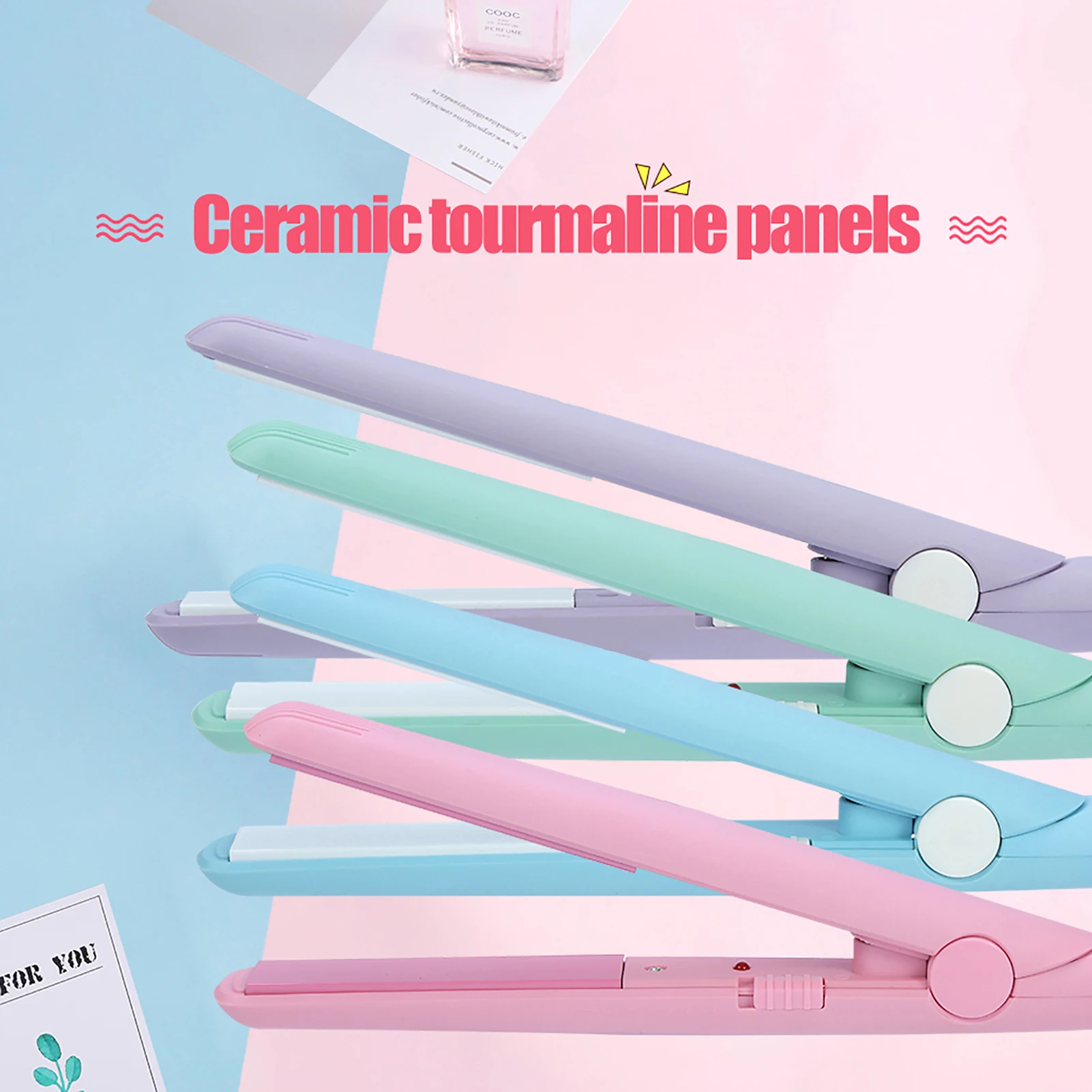 4Colors 2 in 1 Mini Hair Straightener Ceramic Plate Beauty Flat Iron Heating Curler Hair Straightener Mini Flat Iron