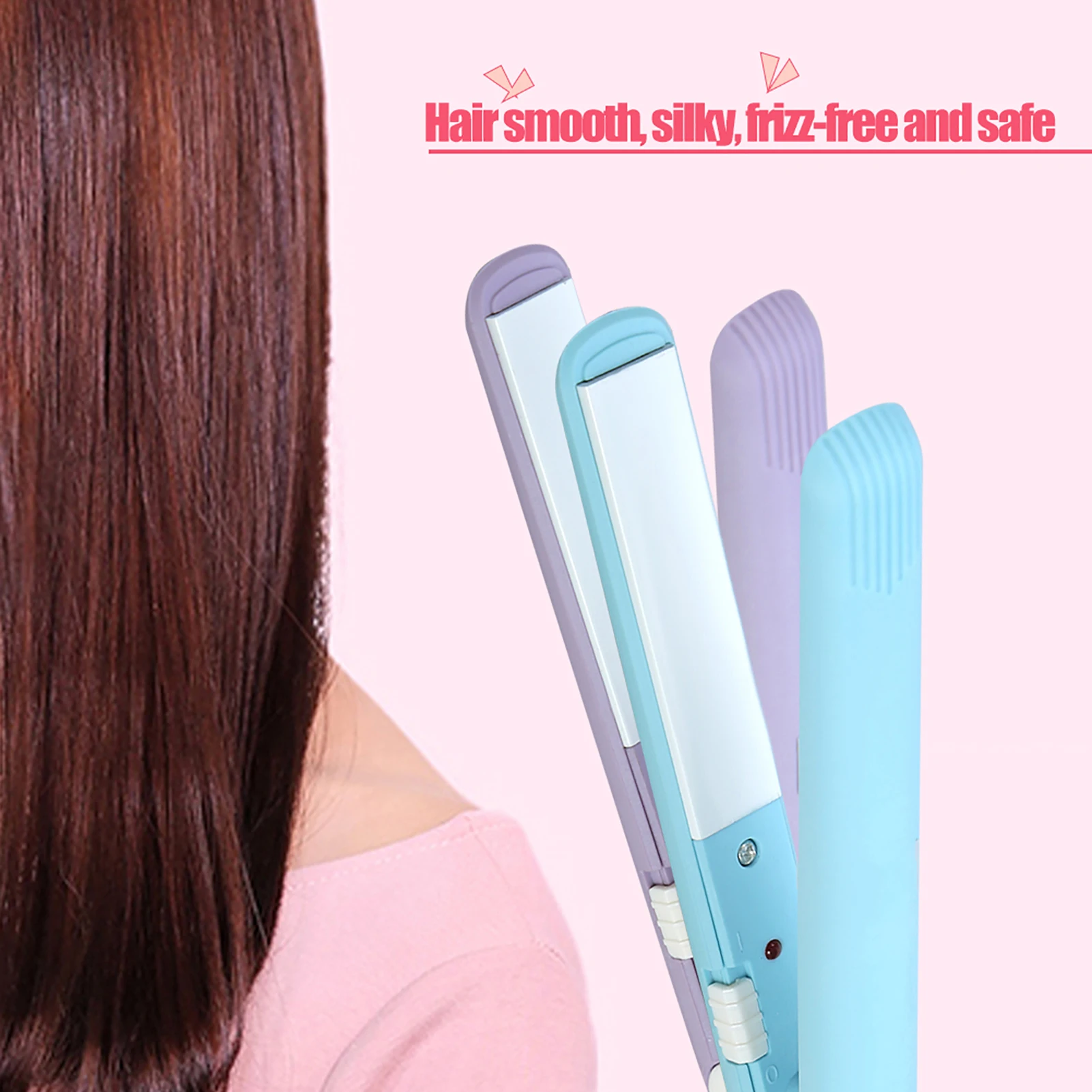 4Colors 2 in 1 Mini Hair Straightener Ceramic Plate Beauty Flat Iron Heating Curler Hair Straightener Mini Flat Iron