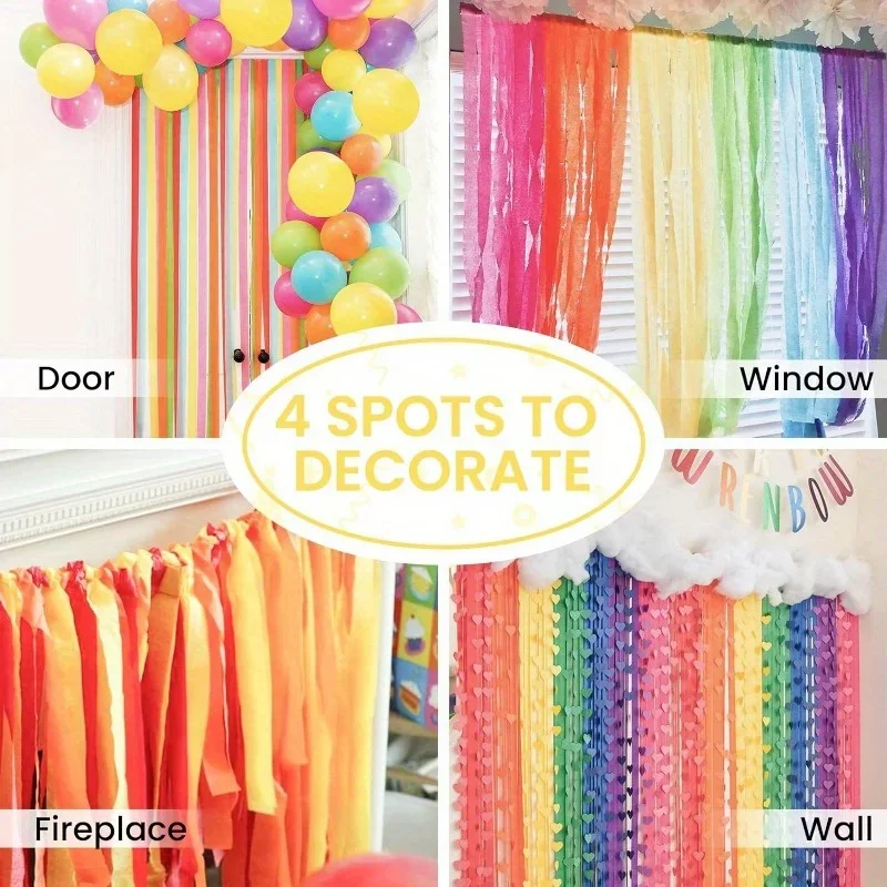 6 Rolls, 492ft Vibrant Crepe Paper Streamers - Party Decorations Streamers with 6 Pastel Colors for Birthday, Wedding