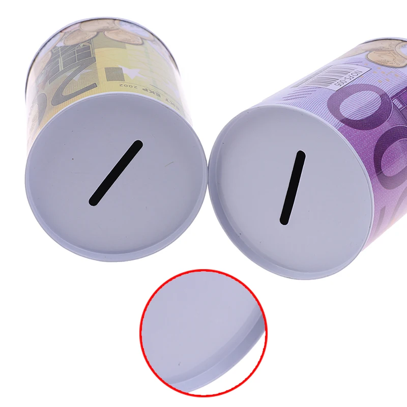 Tinplate Cylinder Piggy Bank Euro Dollar Picture Box Household Saving Money Box Home Decoration Money Boxes