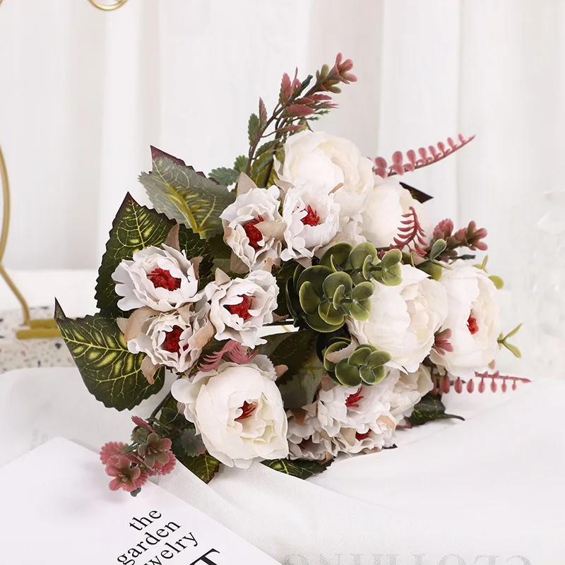 Artificial Ronghua Peony Simulation Flower Home Wedding Fake Flower Bundle Engineering Horticultural Decoration