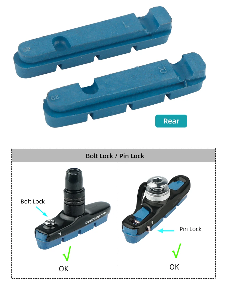 Deemount Carbon Rim Brake Pads Cork Compound Road Bike Caliper Braking Inserts for Carbon Wheel Low Rim Wear All Weather Use