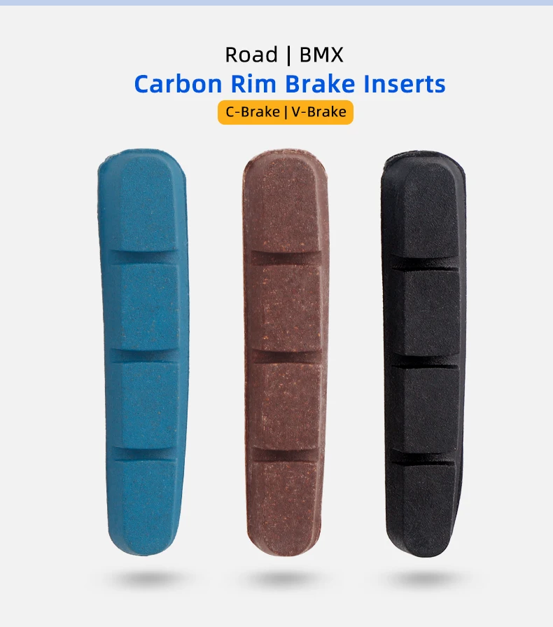 Deemount Carbon Rim Brake Pads Cork Compound Road Bike Caliper Braking Inserts for Carbon Wheel Low Rim Wear All Weather Use