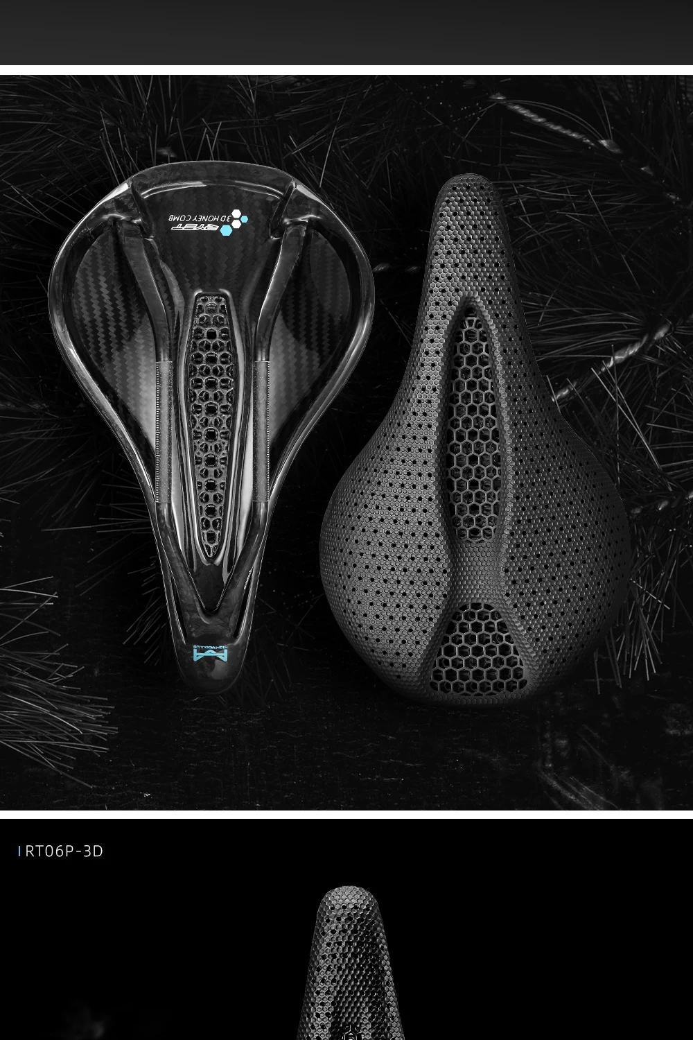 RYET 3D Printed Bike Saddle 145MM/155mm 7*9 Carbon mtb Bicycle Seating Cushion Triathlon Road MTB Mountain Gravel Cycling Parts