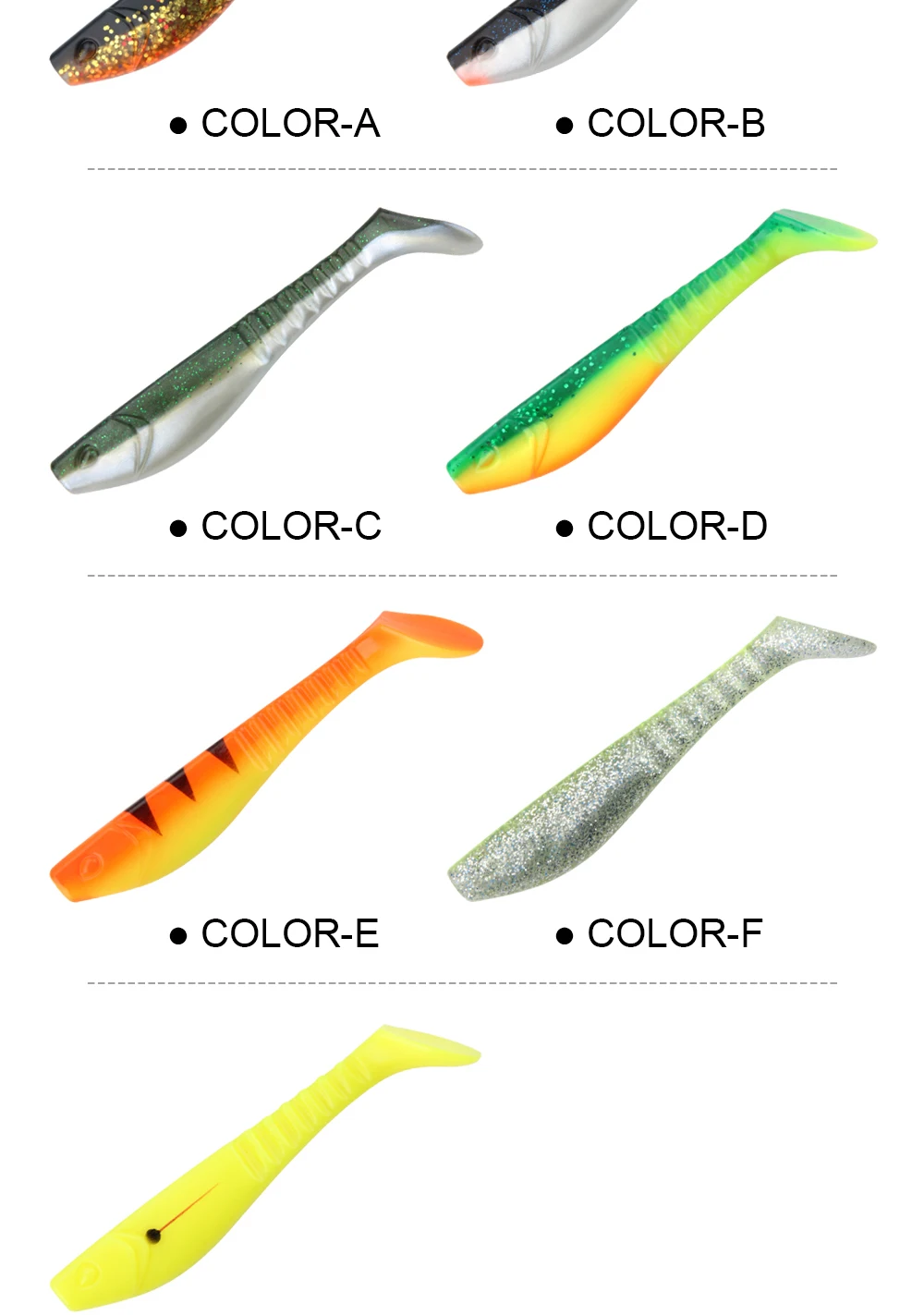 Spinpoler 5" Soft Swimbait Minnow Shad Fishing Lure Paddle Tail Silicon Artificial Jigging Wobbler Jerkbaits Pike Bass 2pcs/Pack
