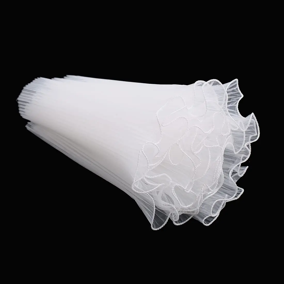 White Floral Packaging for Bouquets Including Decorative Mesh Wrapping Paper, Pearl-Edged Wrapping Paper, Wrinkled Wave Mesh