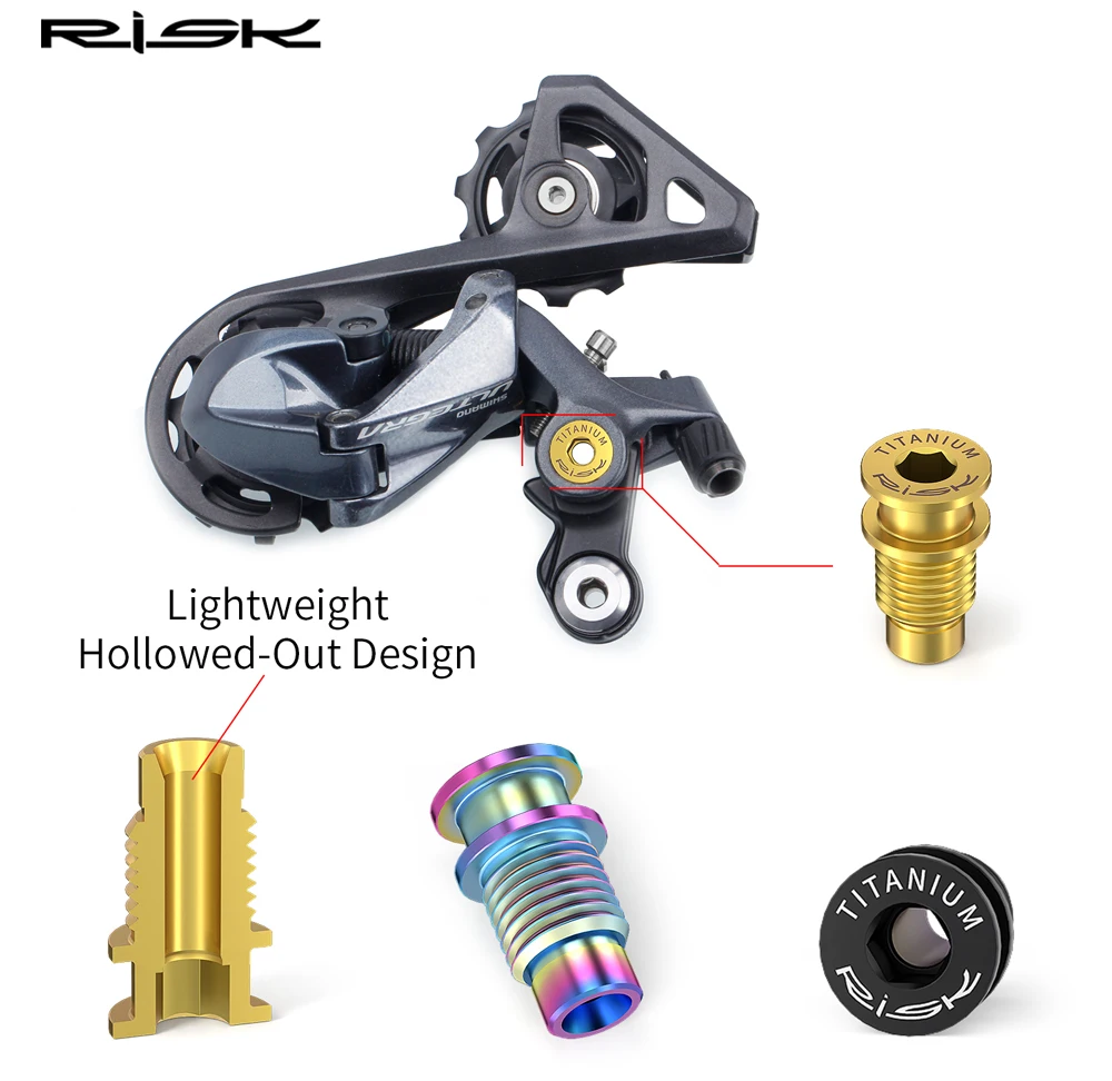 1 piece RISK Road Bike UT R8000 Rear Derailleur Rotation Shaft Bolt Titanium Alloy Bicycle Shift Fixing Axle Screw M10x20.5mm