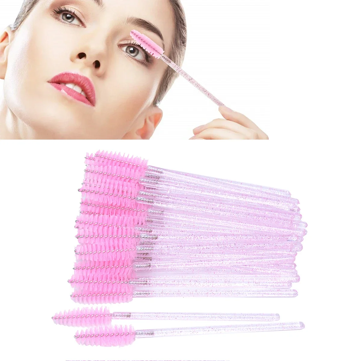 200Pcs Disposable Eyelash Brush Lash Extesion Mascara Wands Spoolies Tools Set Lipstick Lip Gloss Brush Makeup Applicators