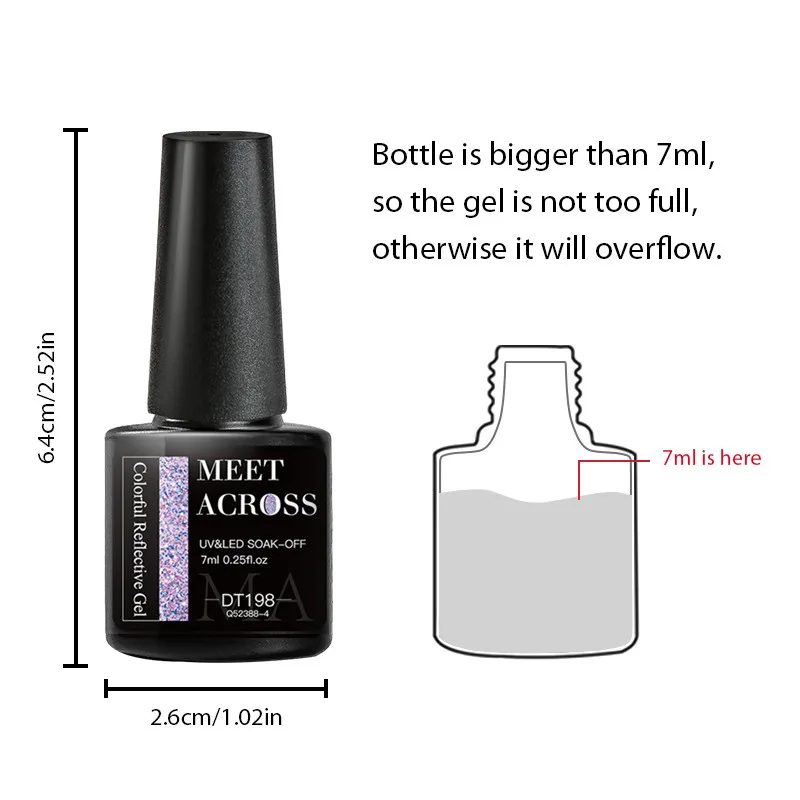 MEET ACROSS 7ml Pink Series Gel Nail Polish Glitter Colorful Summer Spring Semi-Permanent Nail Art Gel Varnish Nails Manicure