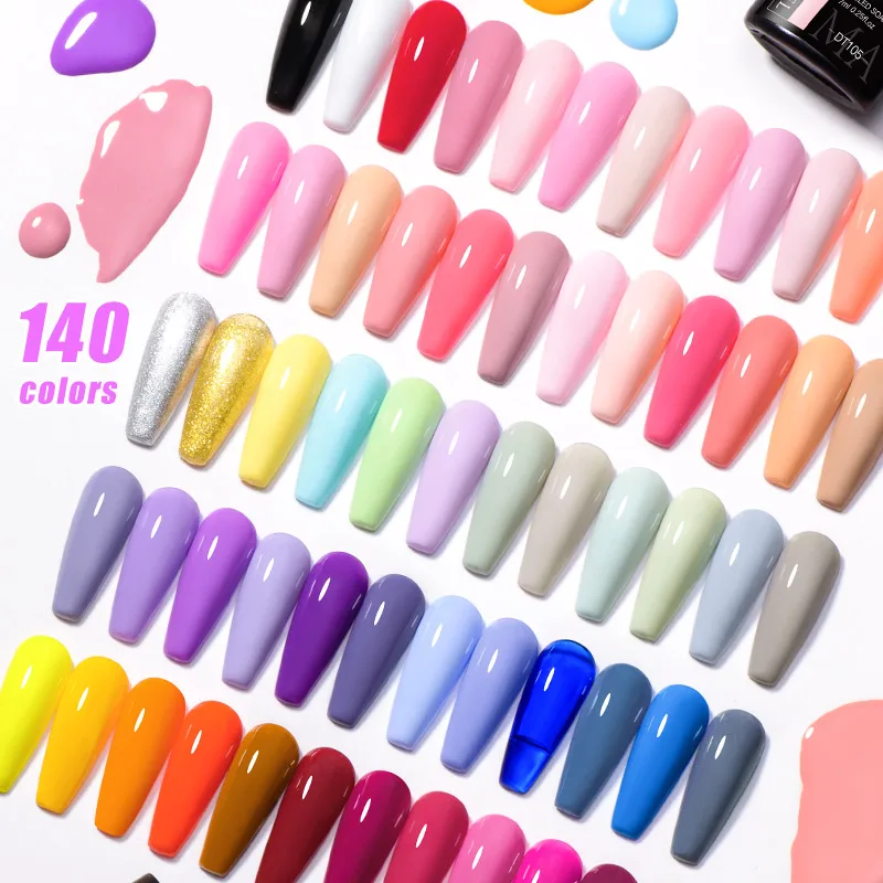 MEET ACROSS 7ml Pink Series Gel Nail Polish Glitter Colorful Summer Spring Semi-Permanent Nail Art Gel Varnish Nails Manicure