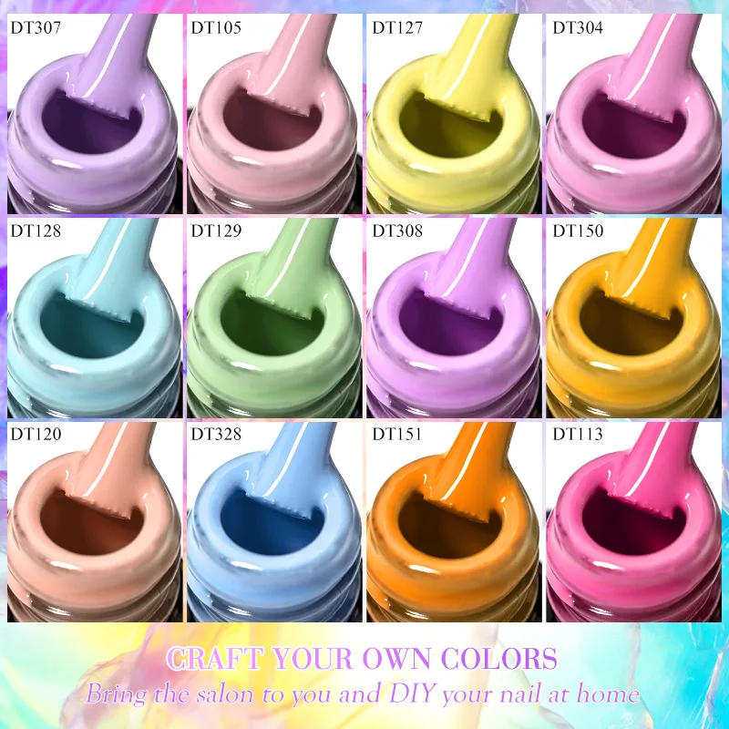 MEET ACROSS 7ml Pink Series Gel Nail Polish Glitter Colorful Summer Spring Semi-Permanent Nail Art Gel Varnish Nails Manicure