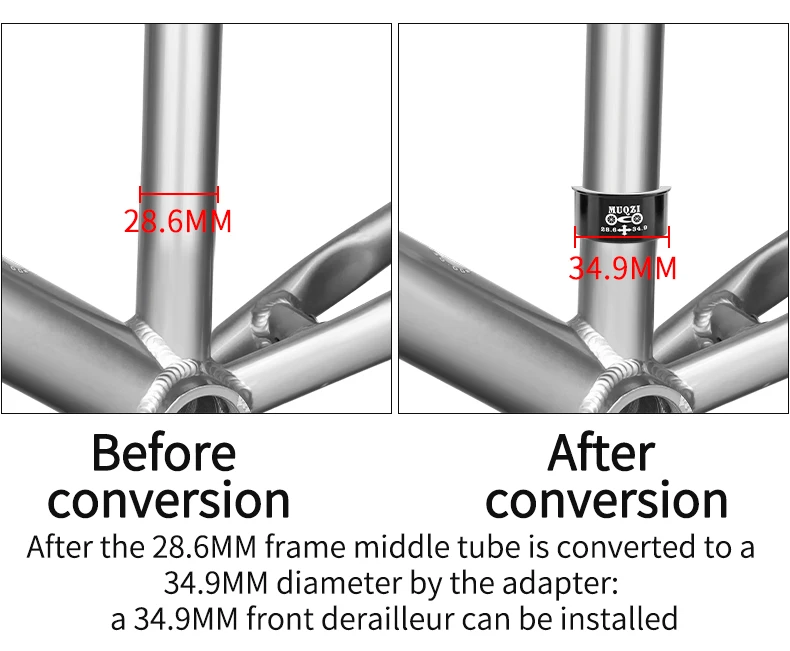 MUQZI Bike Front Derailleur Conversion Shim 28.6 To 31.8 28.6 To 34.9 31.8 To 34.9mm Front Adapter Installation Aperture Adjust