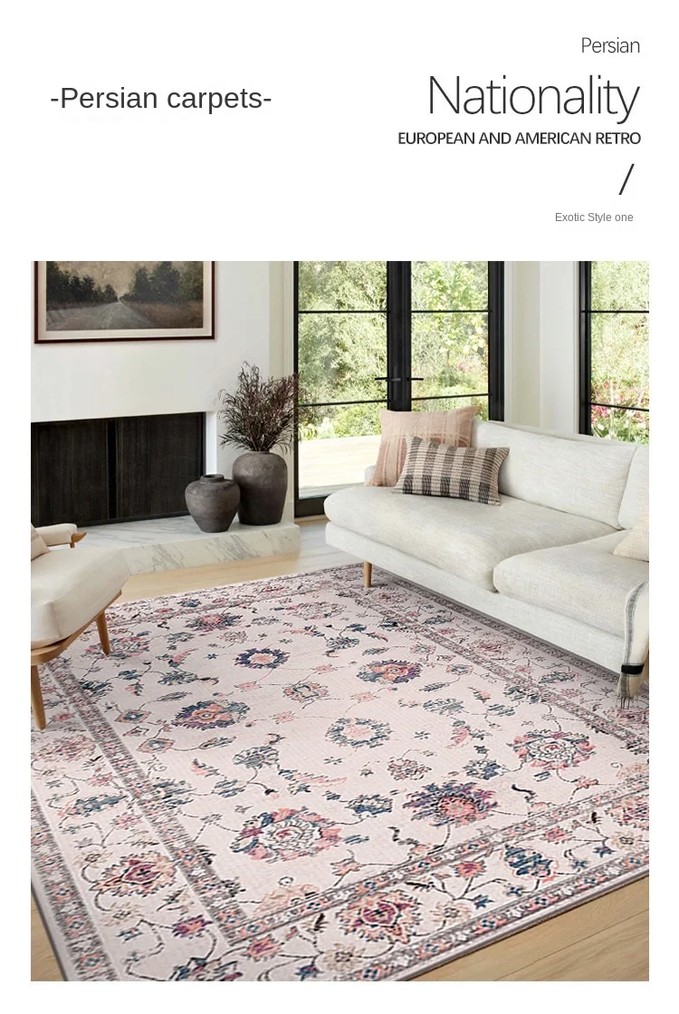 VIKAMA Boho Luxury Carpet Crystal Velvet Bedroom Living Room Mat Home Decor Vintage Exotic Modern Minimalist Large Area Carpet