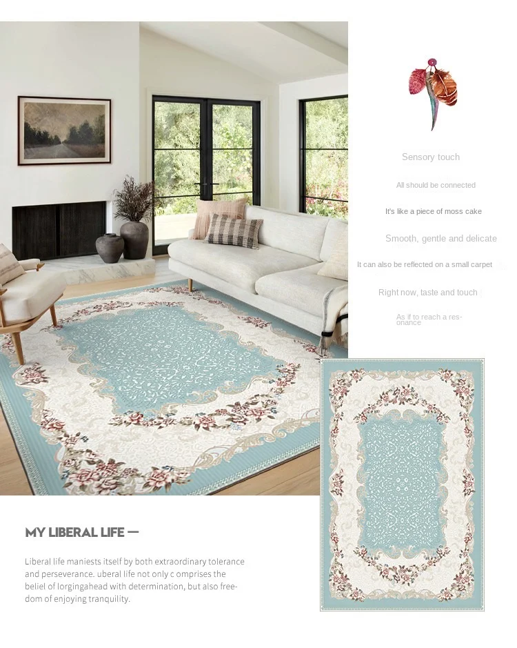 VIKAMA Boho Luxury Carpet Crystal Velvet Bedroom Living Room Mat Home Decor Vintage Exotic Modern Minimalist Large Area Carpet