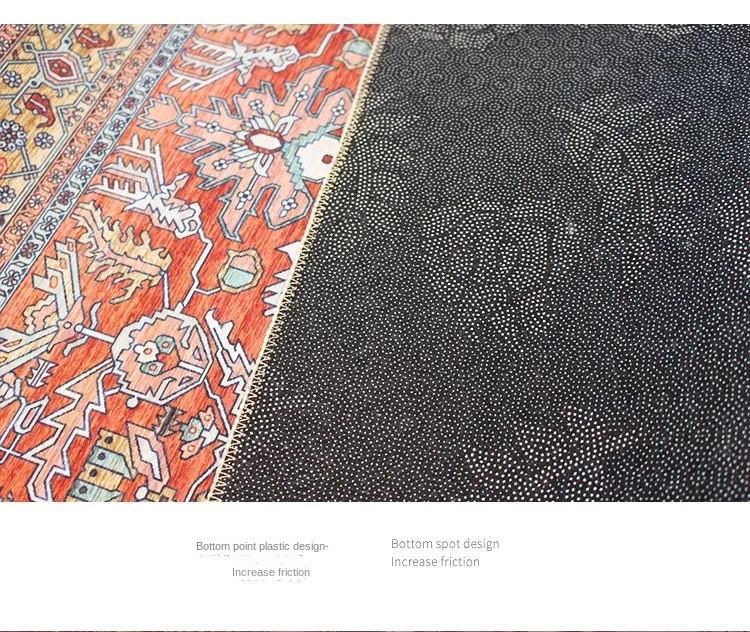 VIKAMA Boho Luxury Carpet Crystal Velvet Bedroom Living Room Mat Home Decor Vintage Exotic Modern Minimalist Large Area Carpet