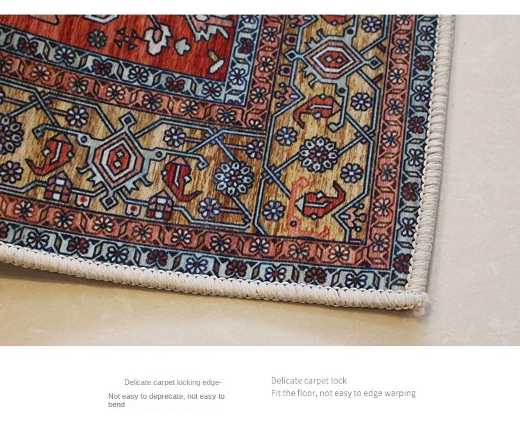 VIKAMA Boho Luxury Carpet Crystal Velvet Bedroom Living Room Mat Home Decor Vintage Exotic Modern Minimalist Large Area Carpet