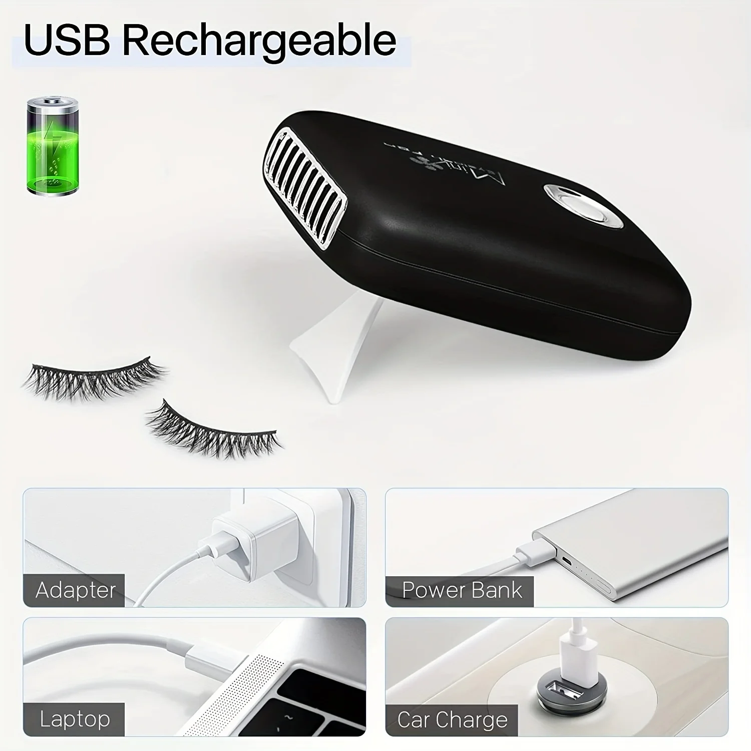 Mini Lash Fan Portable Eyelash Extension Fan Dryer Rechargeable USB Fan With 3 Adjustable Speed Cooling Air