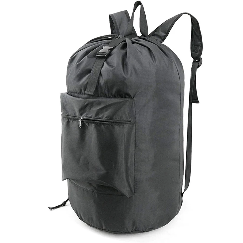 Backpack Laundry Bag with Pocket Laundry Hamper Bag with Drawstring Closure for College, Travel, Laundromat, Apartment