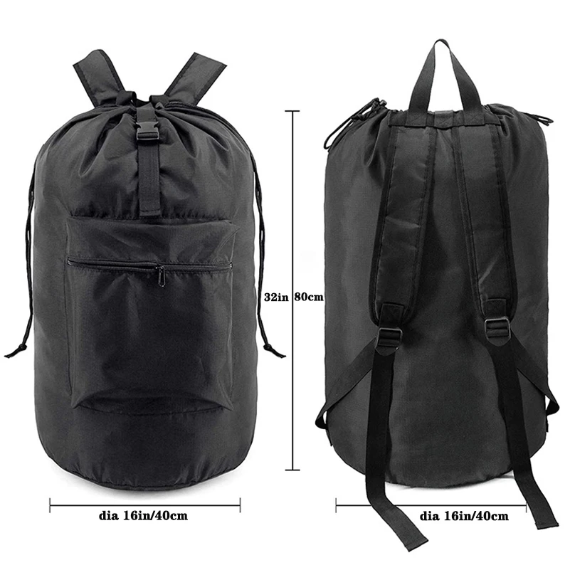 Backpack Laundry Bag with Pocket Laundry Hamper Bag with Drawstring Closure for College, Travel, Laundromat, Apartment