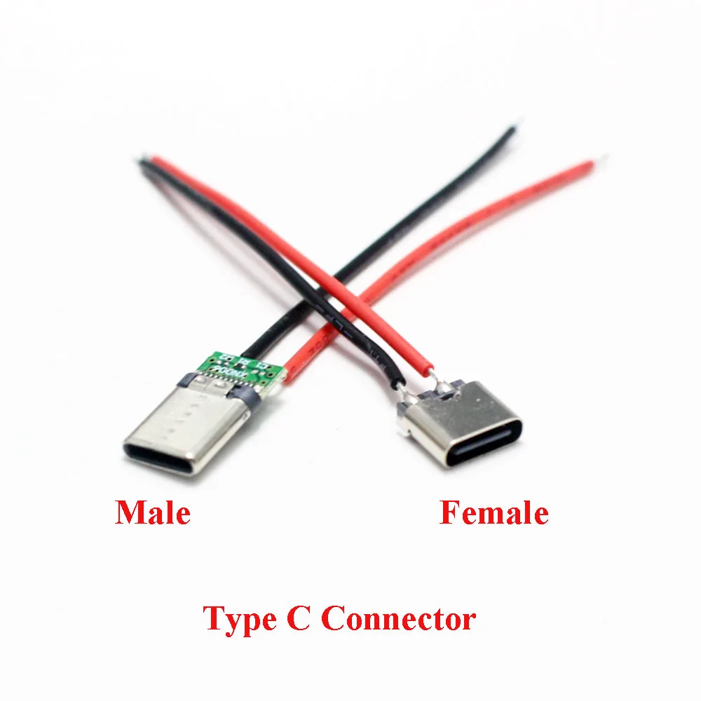 2/5Pcs Micro USB Type-C 2Pin Horizontal / Vertical 2P Simple Soldered Male Plug-in Board Quick Charging USB-C Connector