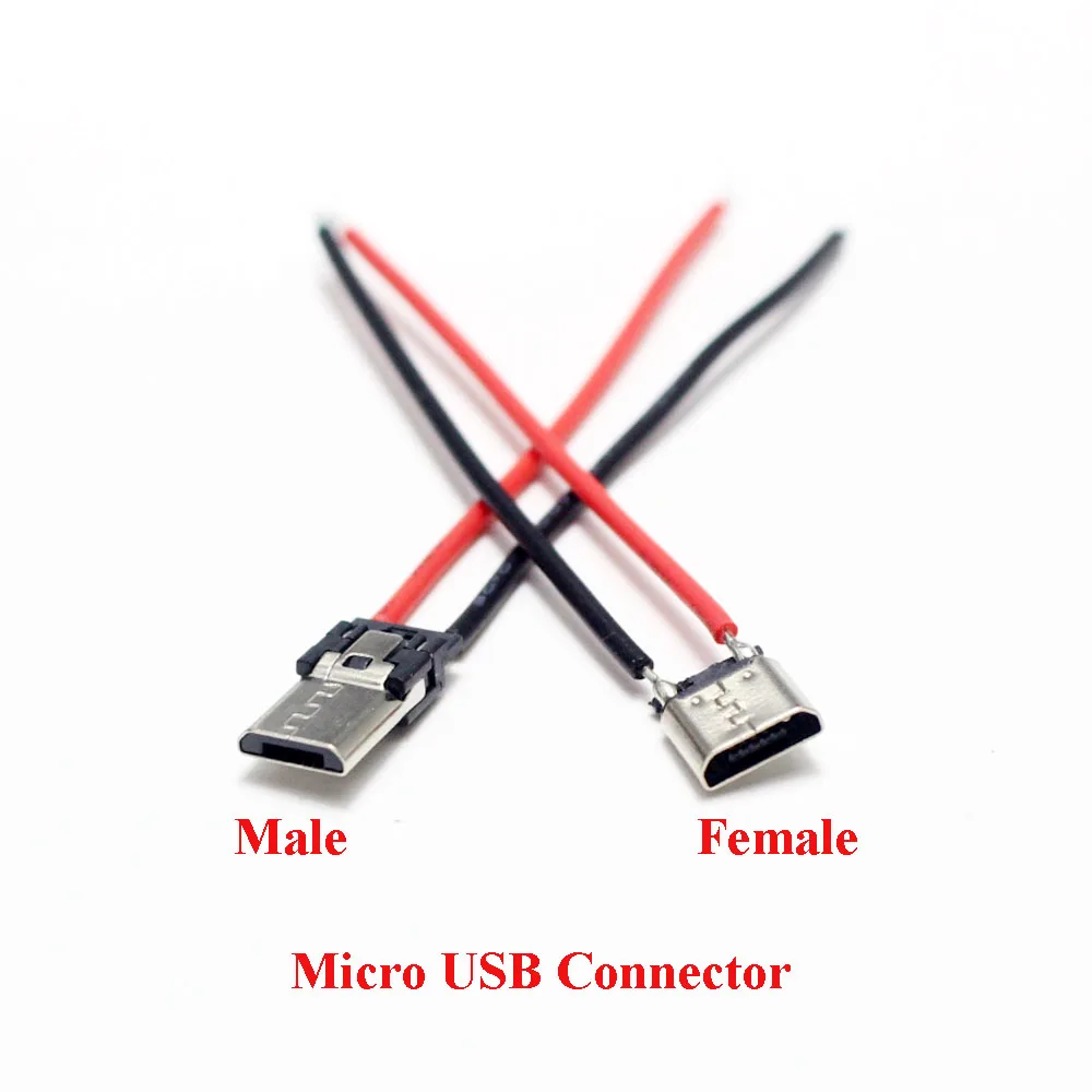 2/5Pcs Micro USB Type-C 2Pin Horizontal / Vertical 2P Simple Soldered Male Plug-in Board Quick Charging USB-C Connector