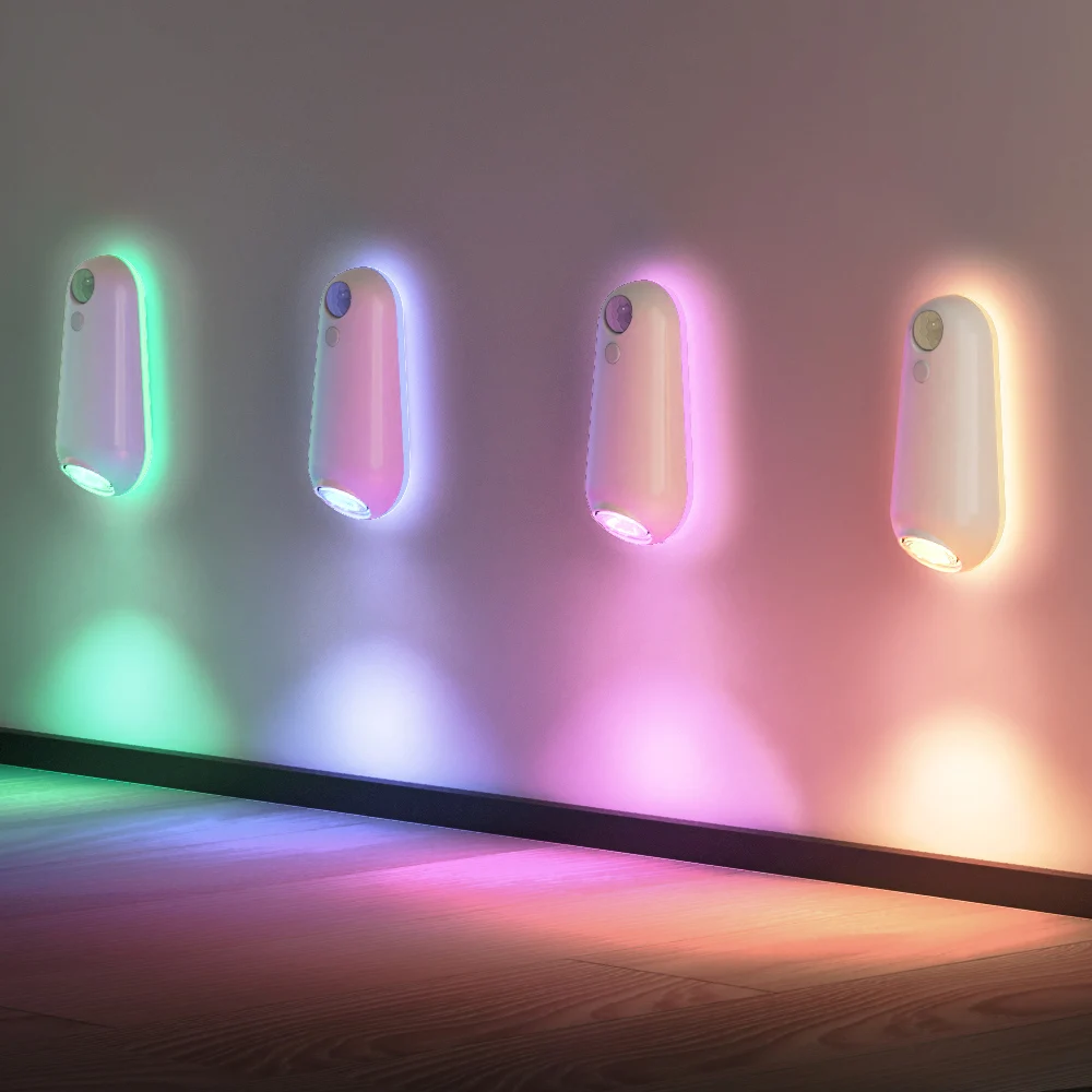 LED Smart Motion Sensor Night Light, Toilet Seat Lights, USB Rechargeable 8Color Lamp for Summer Corridor WC Camping Home Decor