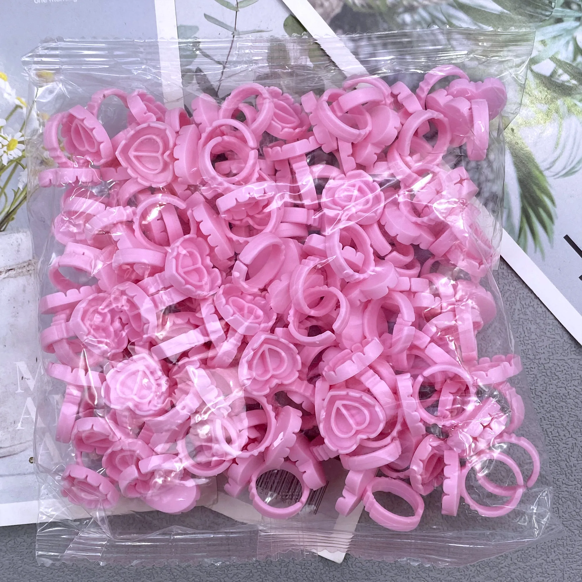 100Pcs Wholesale Disposable Eyelash Glue Fan Cup Rings Holder Container Tattoo Pigment Eyelash Extension Tools Lash Supplies