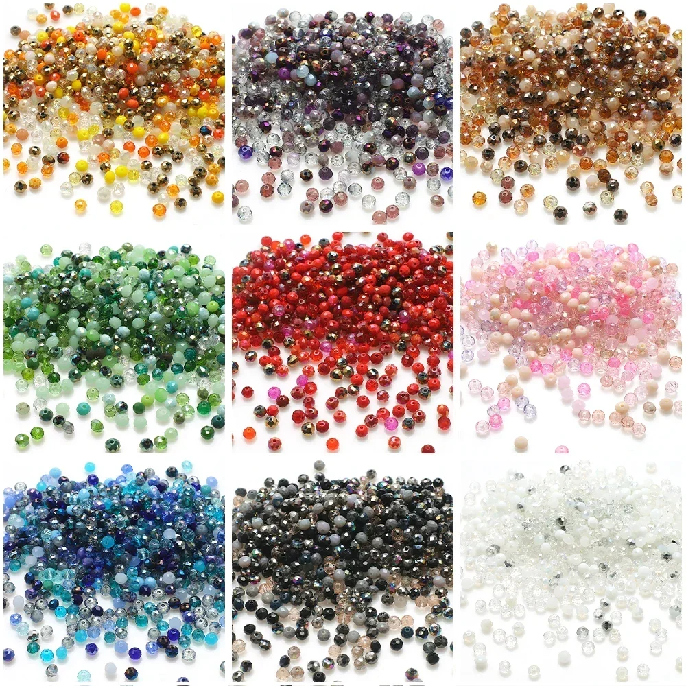 500Pcs/Lot 4MM Crystal Glass Faceted Loose Spacer Brown Round Beads for DIY Making Necklace Bracelet E Jewelry Accessories