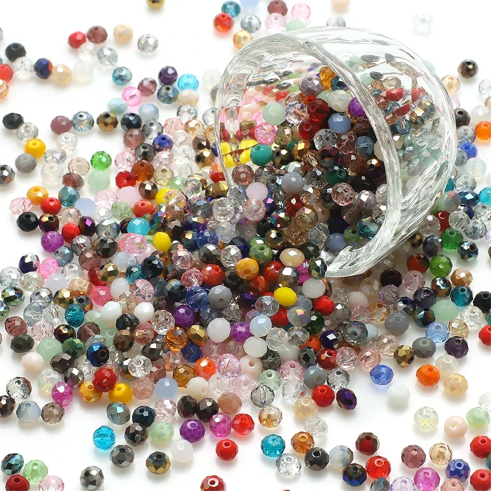 500Pcs/Lot 4MM Crystal Glass Faceted Loose Spacer Brown Round Beads for DIY Making Necklace Bracelet E Jewelry Accessories