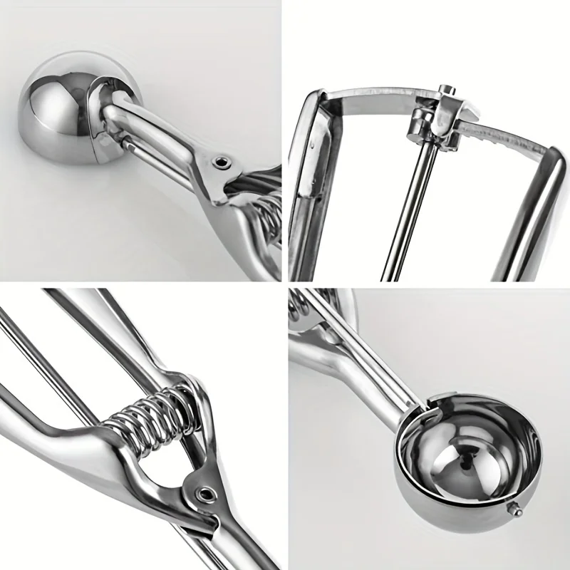 Ice Cream Spoon Kitchen Tools 3 Size Stainless Steel Spring Handle Mash Potato Watermelon Ball Scoop Home Kitchen Accessories