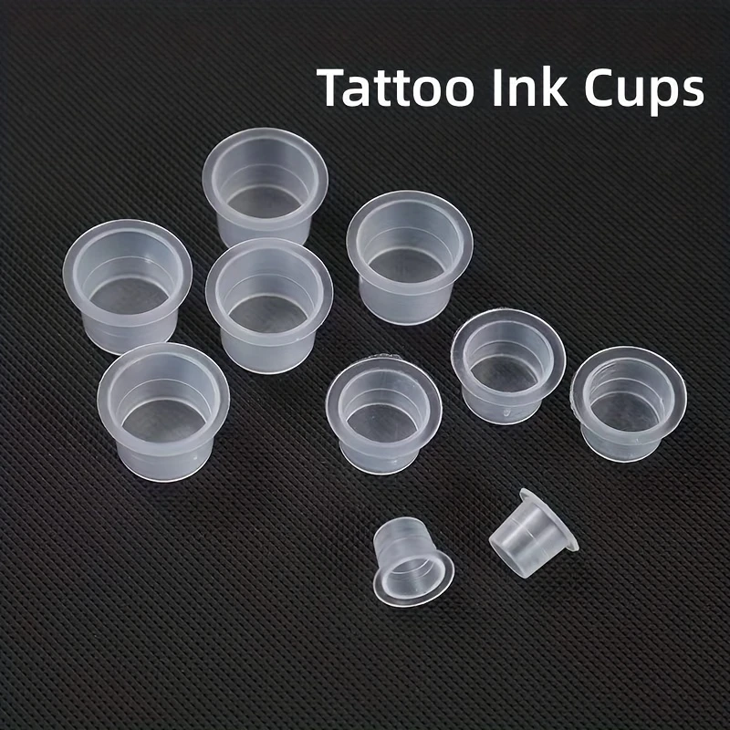 100pcs Disposable Tattoo Ink Cups Plastic Pigment Clear Holder Container Caps Tattoo Permanent Makeup Microblading Supply