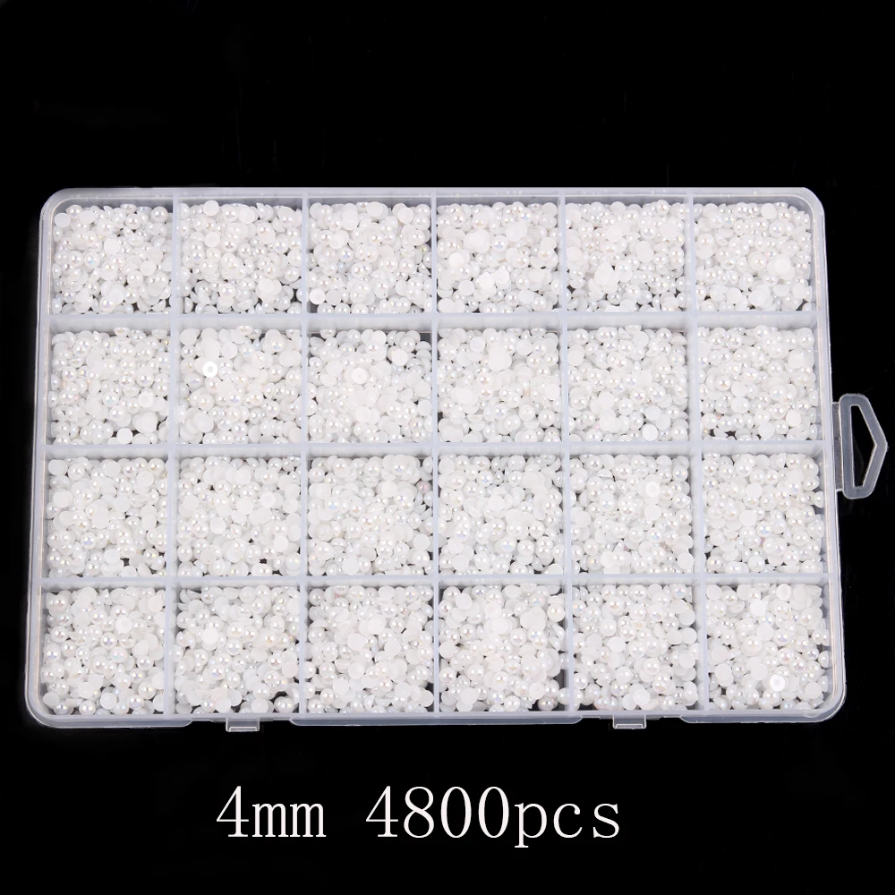 1 Box Half Round ABS Pearl Beads Flatback Rhinestones For Jewelry Nail Art Garment Cup DIY Decor Craft H1210