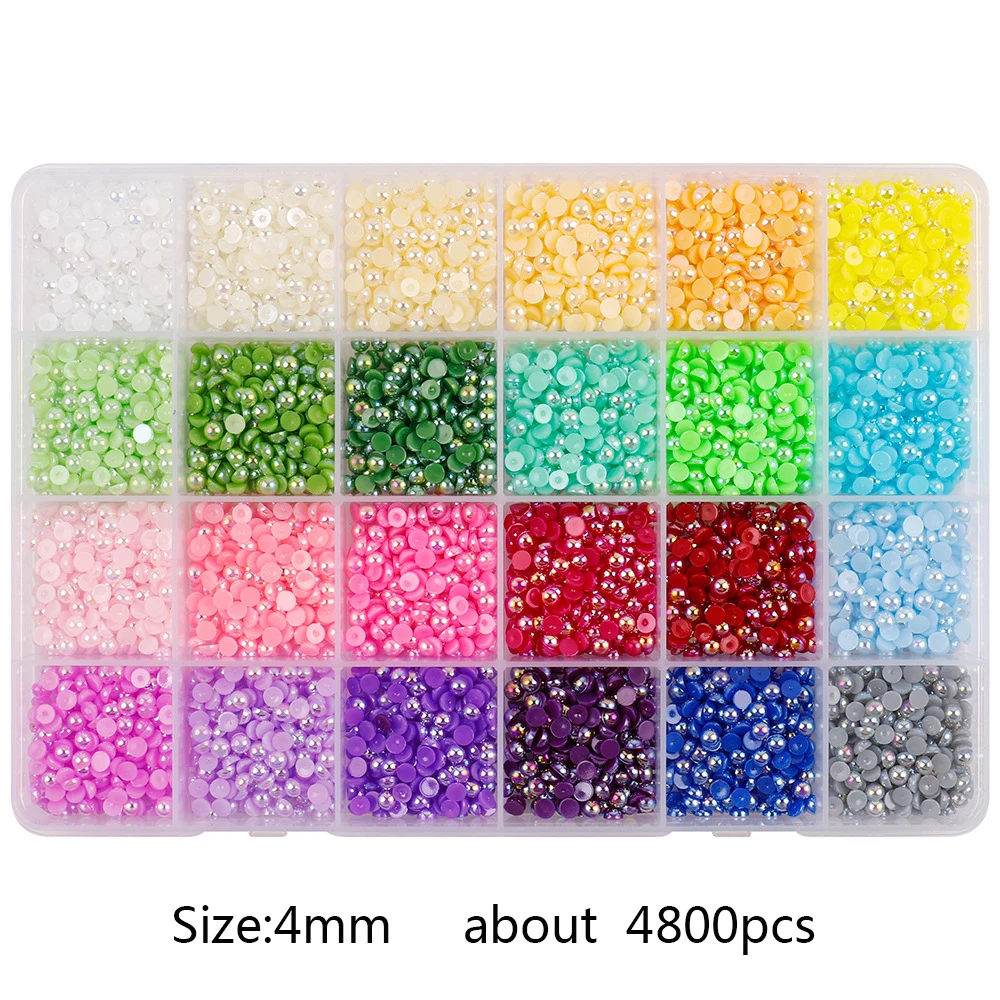 1 Box Half Round ABS Pearl Beads Flatback Rhinestones For Jewelry Nail Art Garment Cup DIY Decor Craft H1210