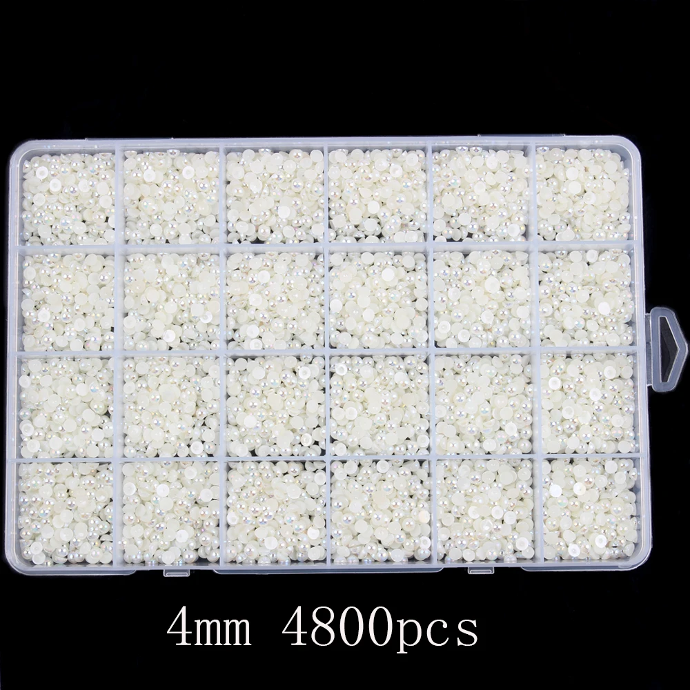 1 Box Half Round ABS Pearl Beads Flatback Rhinestones For Jewelry Nail Art Garment Cup DIY Decor Craft H1210