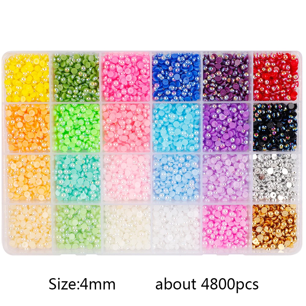 1 Box Half Round ABS Pearl Beads Flatback Rhinestones For Jewelry Nail Art Garment Cup DIY Decor Craft H1210