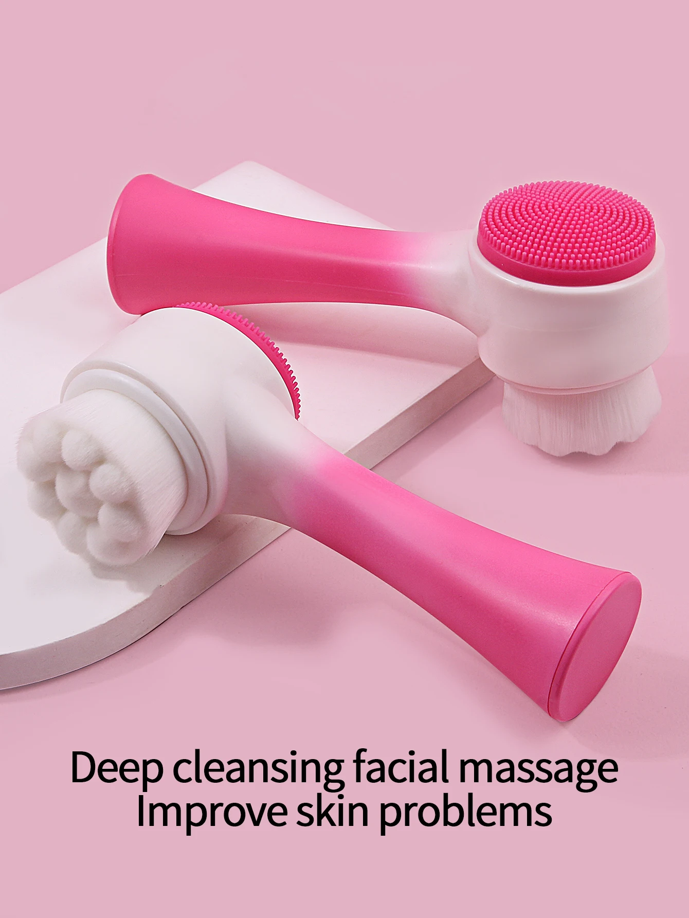 1Pc Silicone Face Cleansing Brush Double-Sided Facial Cleanser Blackhead Removal Product Pore Cleaner Exfoliator Face Scrub Brus