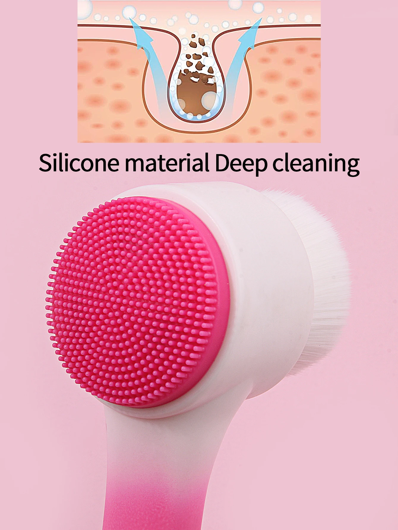 1Pc Silicone Face Cleansing Brush Double-Sided Facial Cleanser Blackhead Removal Product Pore Cleaner Exfoliator Face Scrub Brus