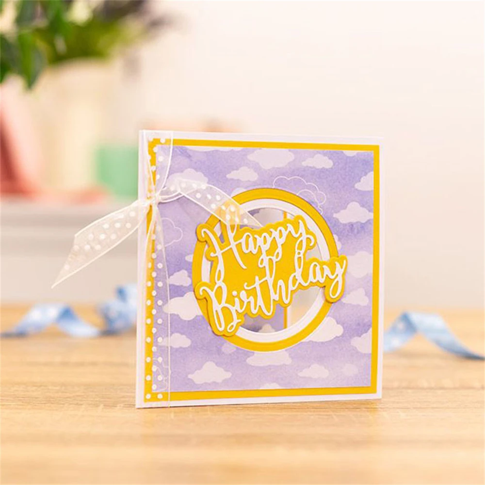 Happy Festive Birthday Wishes Metal Cutting Dies Sentiments Words Diecut Set For DIY Scrarpbooking Paper Crafts Cards Making New