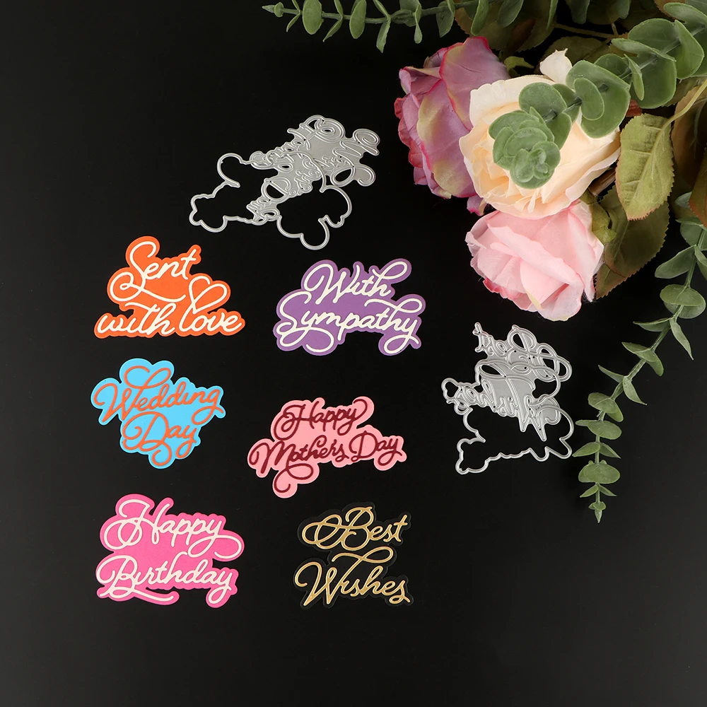 Happy Festive Birthday Wishes Metal Cutting Dies Sentiments Words Diecut Set For DIY Scrarpbooking Paper Crafts Cards Making New
