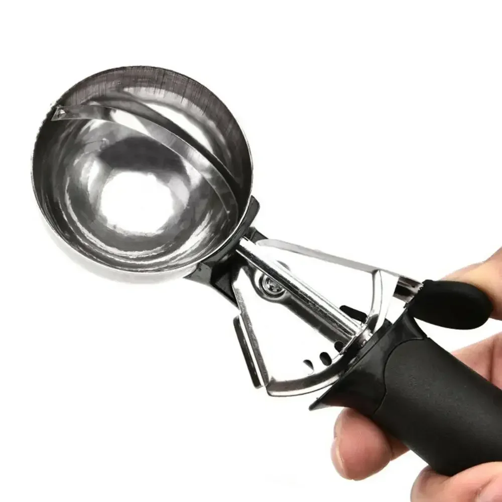 Ice Cream Scoop with Trigger Fruit Scoop with Comfort Grip Handle Stainless Steel Ice Cream Scoop for Home Ice Cream Tool