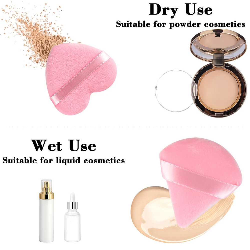 10/20Pcs Triangle Velvet Powder Puff Heart Shaped Makeup Sponges Blender Foundation Cosmetic Facial Sponges Make Up Accessories