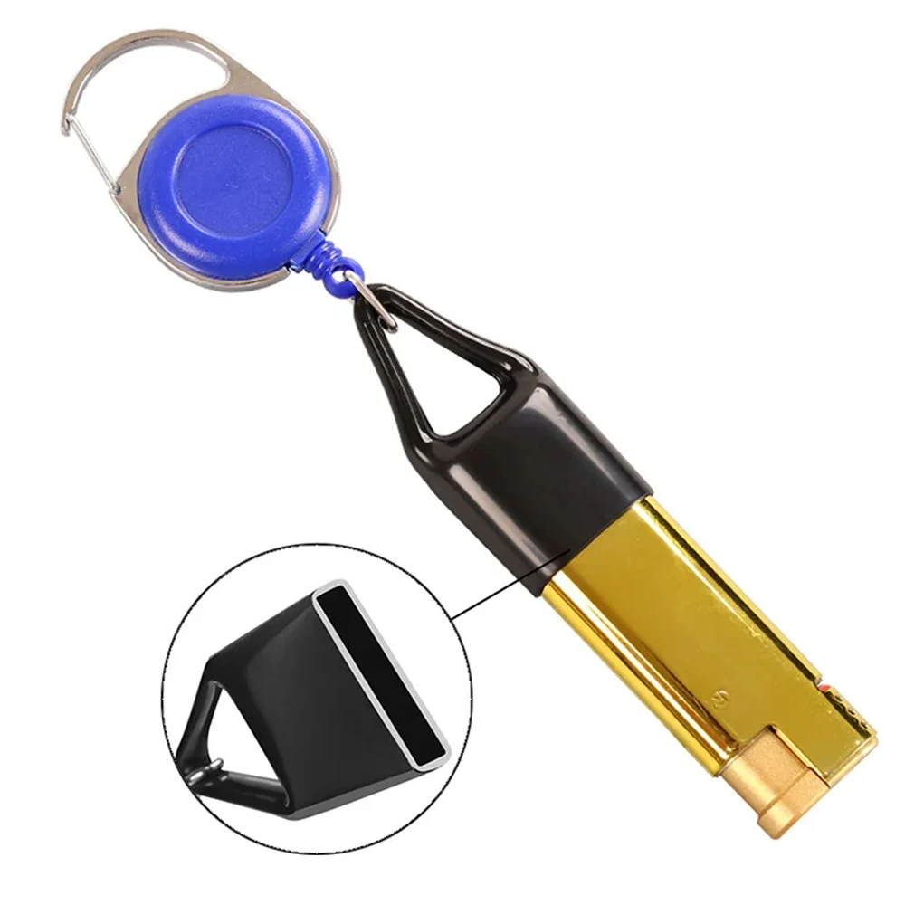 Lighter Holder Cover Silicone Protective Lighters Leash Safe Stash Clip Retractable Keychain Holder Cover Smoking Accessories