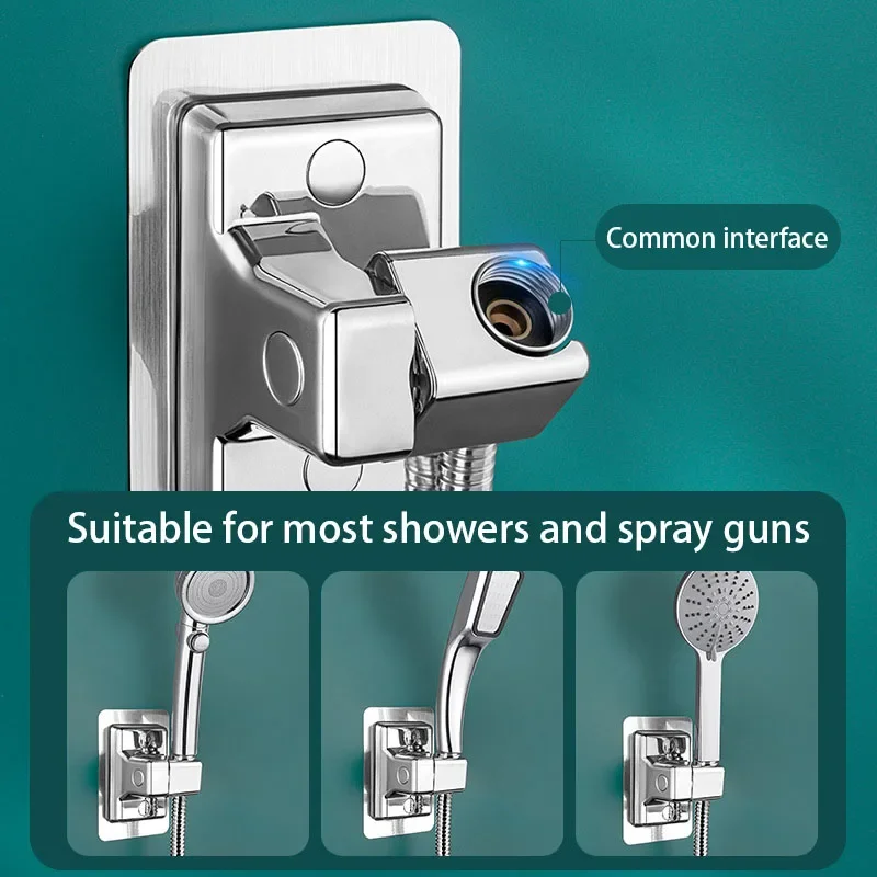 Universal Shower Head Holder Adjustable Wall Mounted Shower Holder Self-Adhesive Showerhead Handheld Bracket Bathroom Accessory