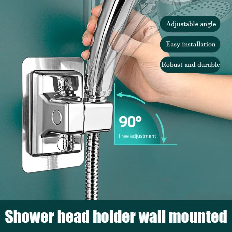 Universal Shower Head Holder Adjustable Wall Mounted Shower Holder Self-Adhesive Showerhead Handheld Bracket Bathroom Accessory